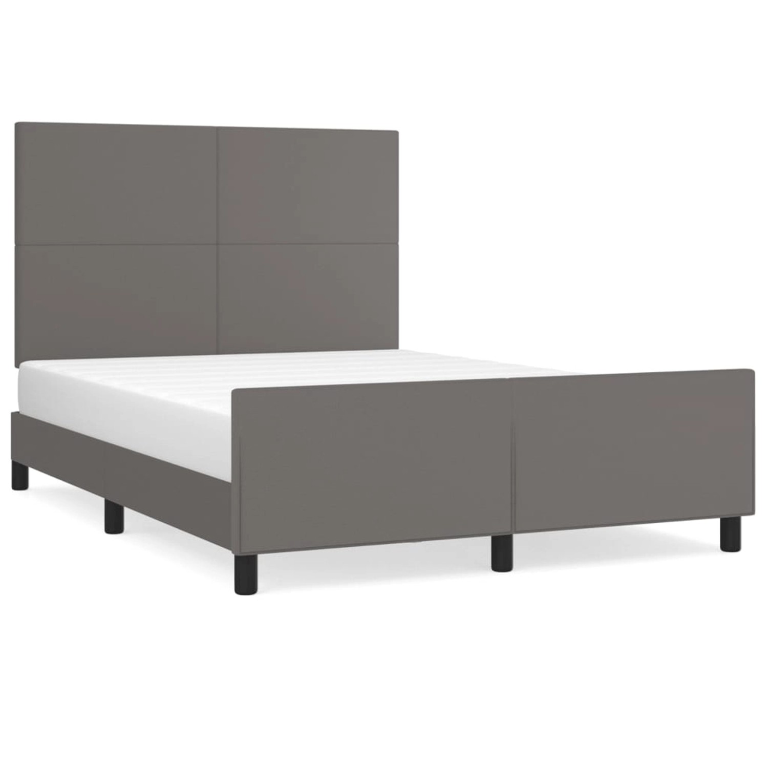 vidaXL Bettgestell mit Kopfteil Grau 140x200 cm Kunstleder 3125455 günstig online kaufen