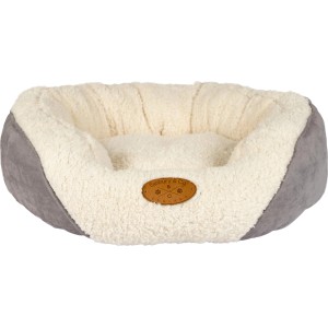 Graues Heimtierbett Banbury, 60x50x20 cm, mit weichem Fell-Innenraum. Hundekörbchen für Komfort.