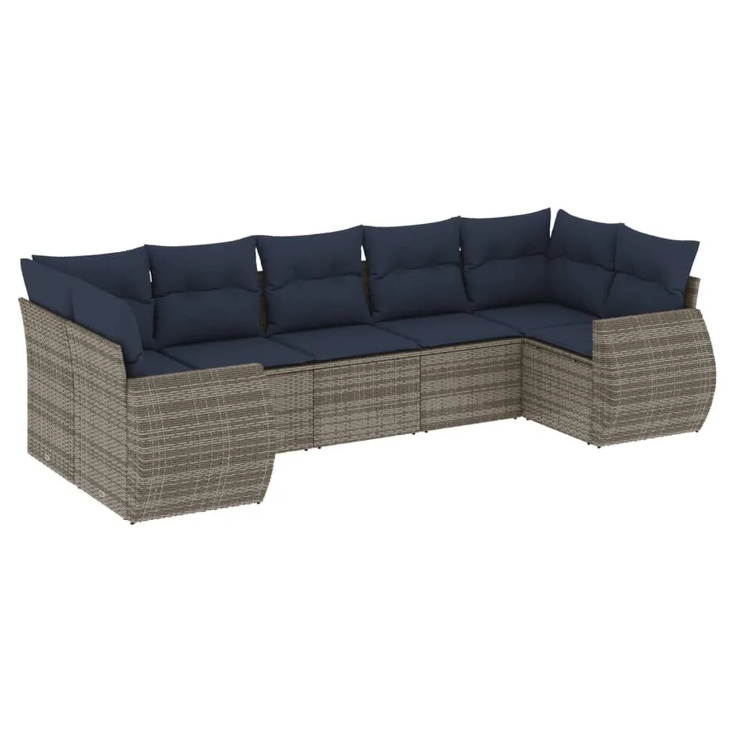 vidaXL 7-Tlg Gartensofa-Set mit Kissen Grau Polyrattan 3221790 günstig online kaufen