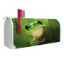 Weißer US Briefkasten mit Frosch Motiv. Stahl, pulverbeschichtet, 48x22x16cm.