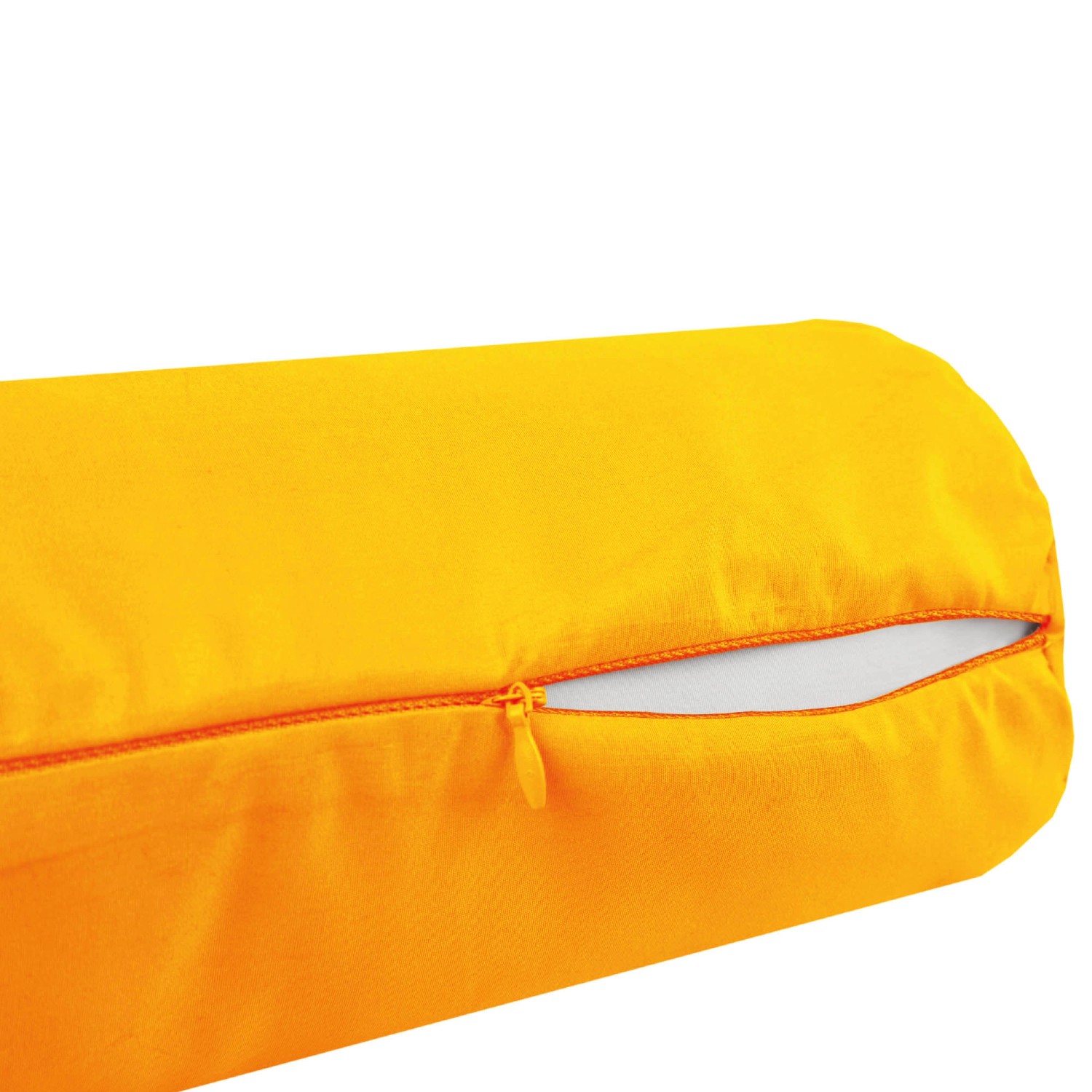 Orangefarbene Bestlivings Kissenhülle Ellen Nackenrolle, 15x40 cm, mit Reißverschluss.
