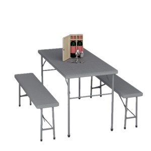 Relaxdays Bierzeltgarnitur 3-tlg. Stahl Grau Klappbar 120 cm x 61 cm x 73 cm
