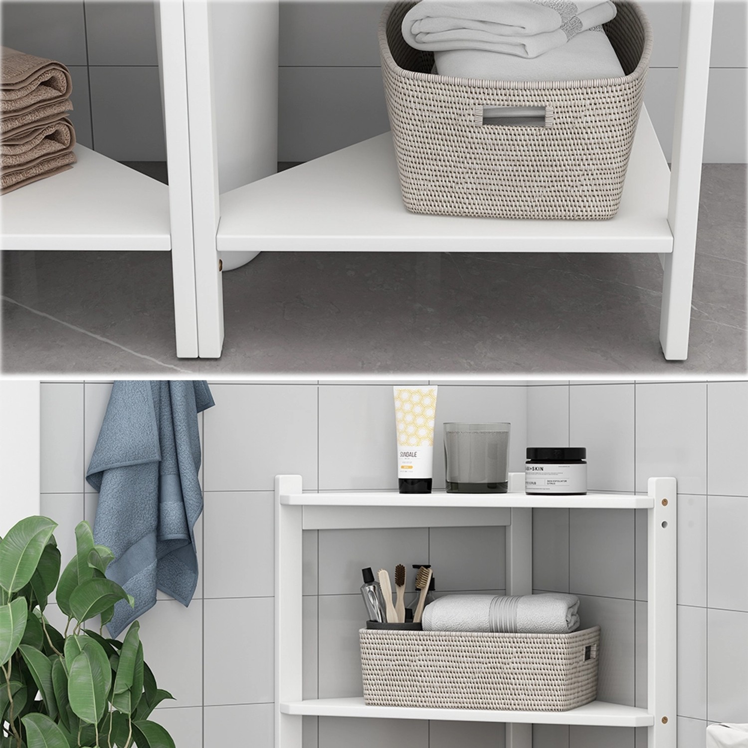 Vicco Waschbeckenunterschrank Zeno, 2er Set, weiß, mit Stauraum für Badaccessoires.