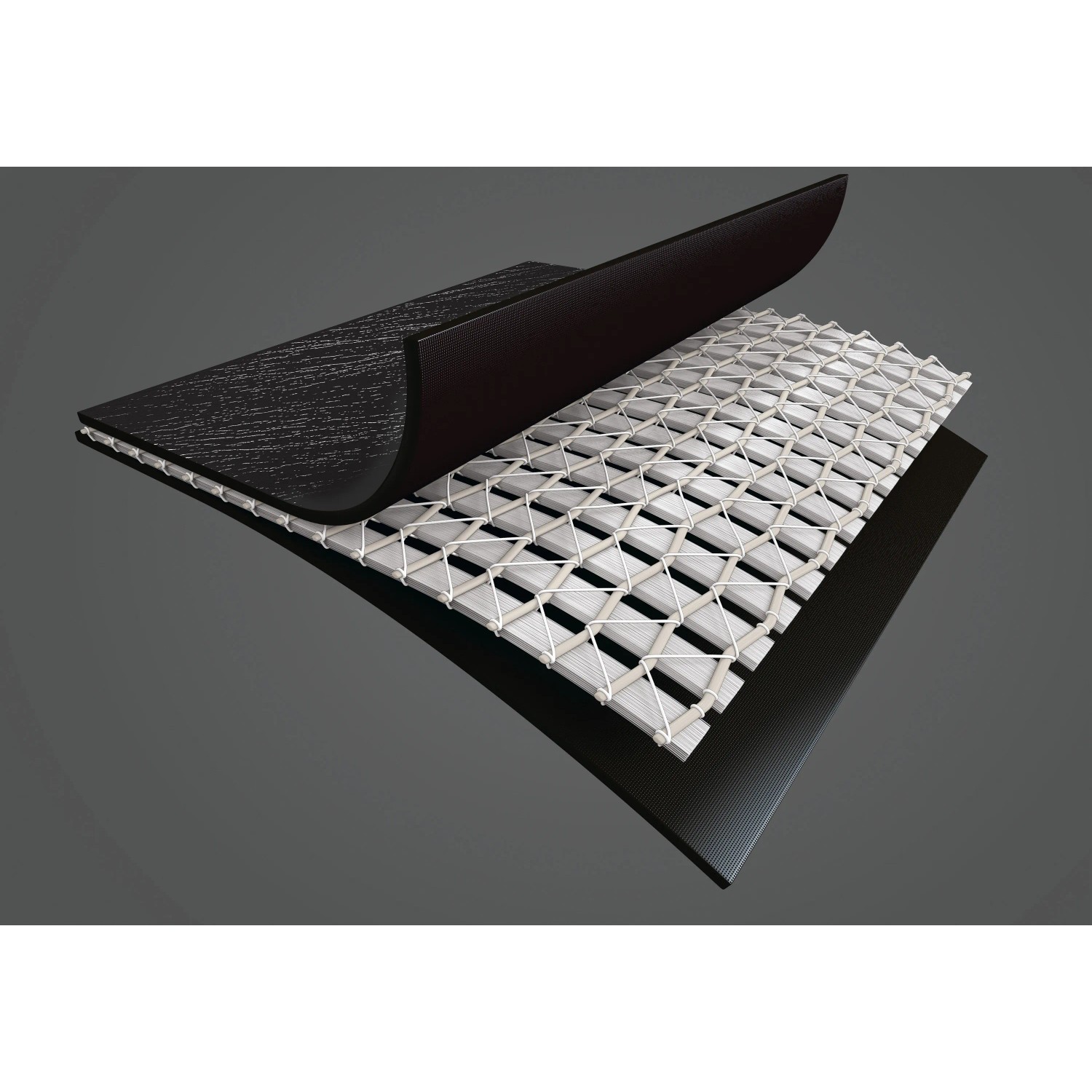 Detailaufnahme der Materialschichten des Intex PureSPA Whirlpools: Vinyl, Fiber-Tech-Konstruktion.