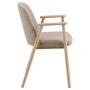 Elegante ebuy24 Esszimmerstuhl Leo mit Armlehnen, Bouclé Beige, Seitenansicht.