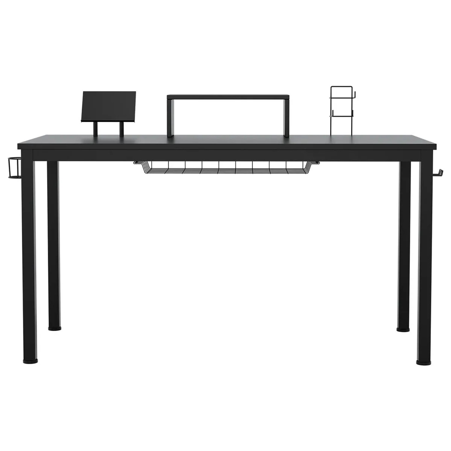 Costway Schreibtisch 140 cm Monitorablage Getränkehalter Kopfhörer günstig online kaufen