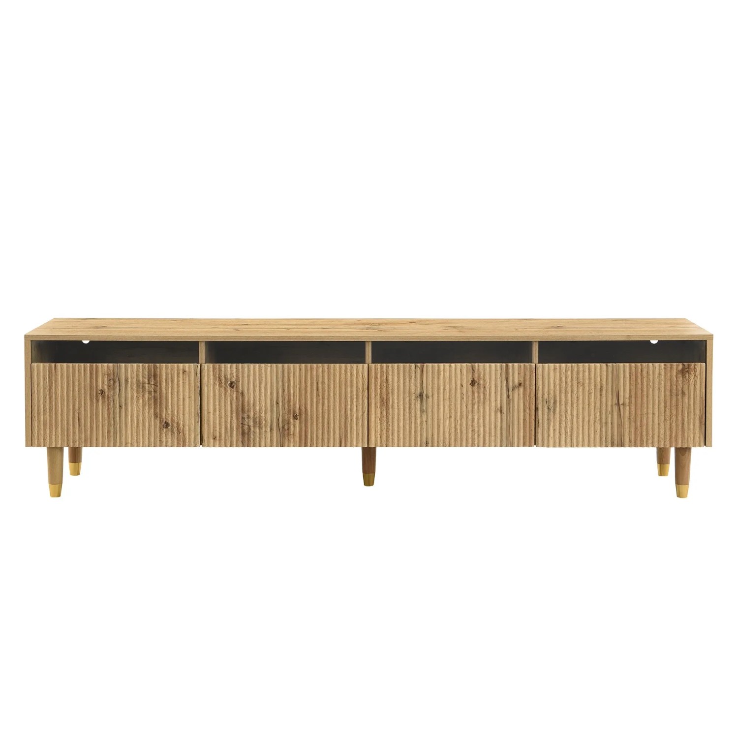 okwish TV Schrank mit Schubladen Stauraum Acryl MDF 178x35x45cm Natur