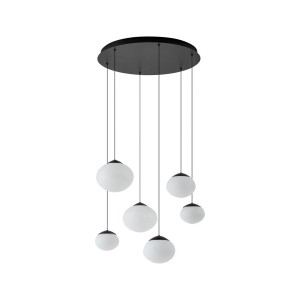 Lucande LED Pendelleuchte Tivar 10041617 Dimmbar Modern in Schwarz aus Glas 6-flammig Wohnzimmerleuchte