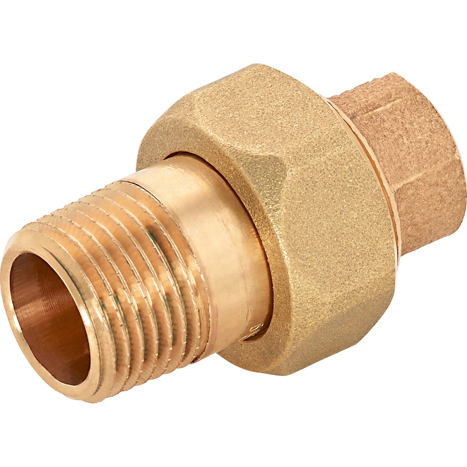 Löt-Verschraubung aus Rotguss, 15 mm x 21 mm (R 1/2), für Kupferrohre.