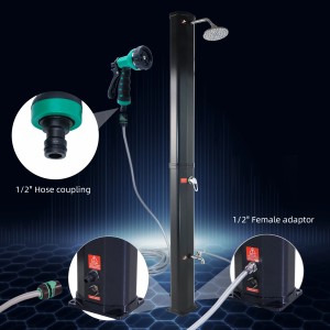 CCLIFE Solardusche 40L mit WPC Bodenplatte und Handbrause. Gartendusche mit Regendusche und Handbrause.