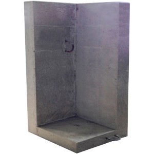 Graue Mauerscheiben-Ecke aus Beton, 105x50x50 cm, für Einfassungen und Mauersysteme.