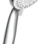 Handbrause des Schütte Aquastar Brausesets, Chrom/Weiß, 5 Strahlarten, Antikalknoppen.