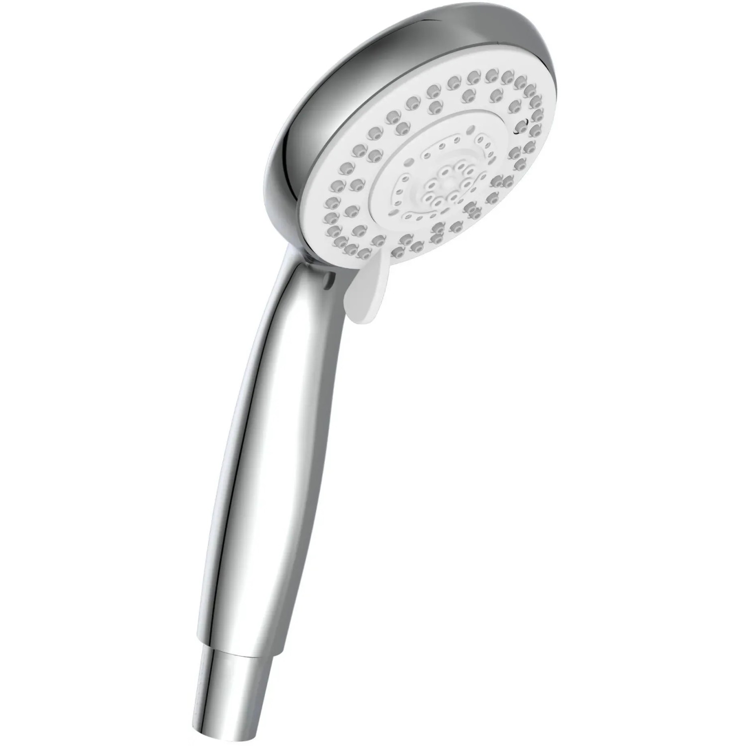Handbrause des Schütte Aquastar Brausesets, Chrom/Weiß, 5 Strahlarten, Antikalknoppen.