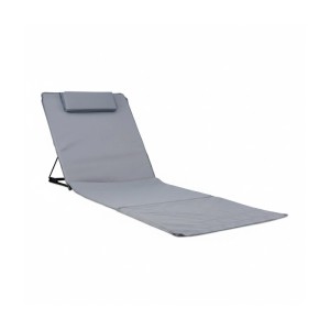 Relaxdays Strandmatte XXL Kunststoff Metall Grau Mit Kopfkissen Höhenverstellbar 195 cm x 60 cm x 4 cm 3 kg