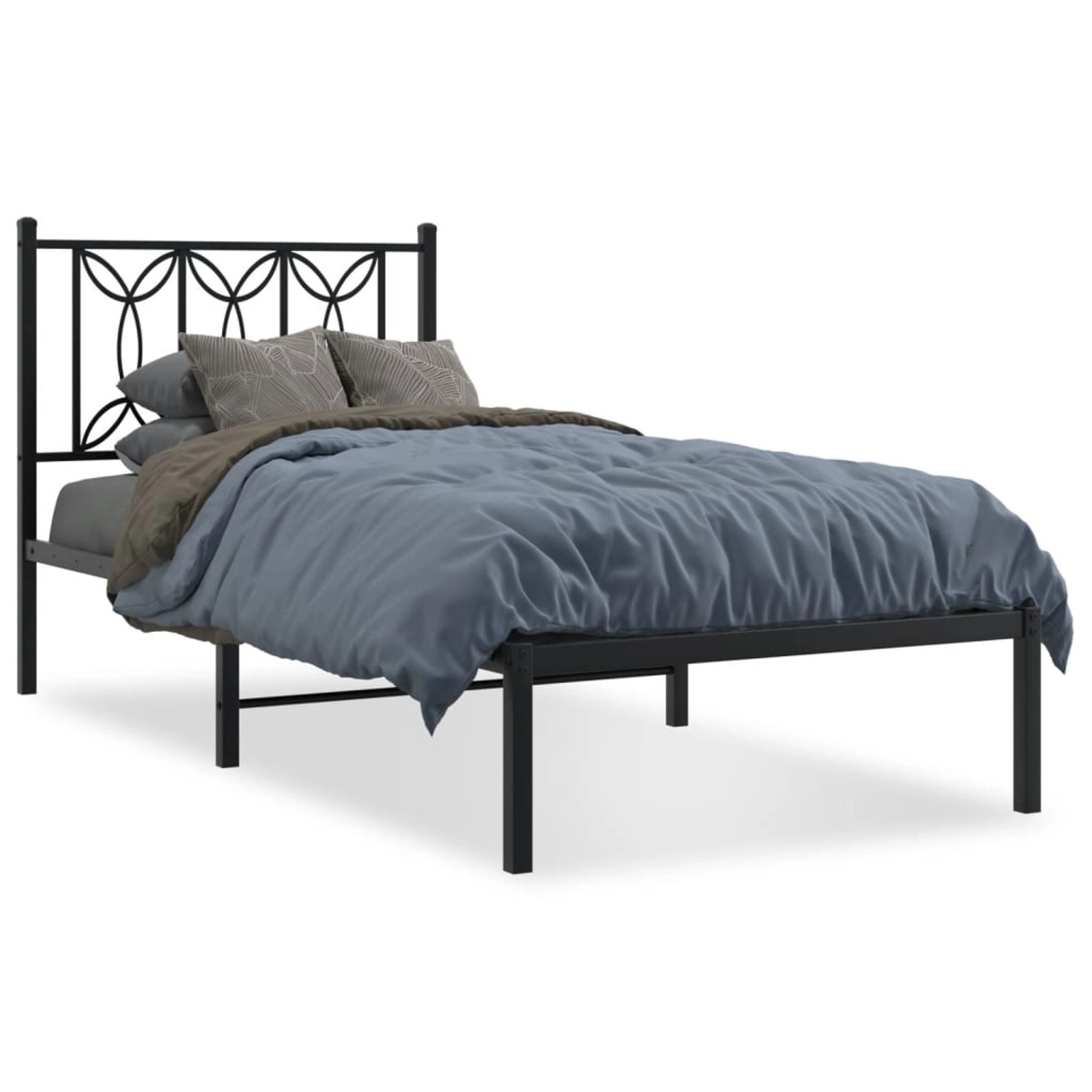vidaXL Bettgestell mit Kopfteil Metall Schwarz 75x190 cm Modell 42097065 günstig online kaufen