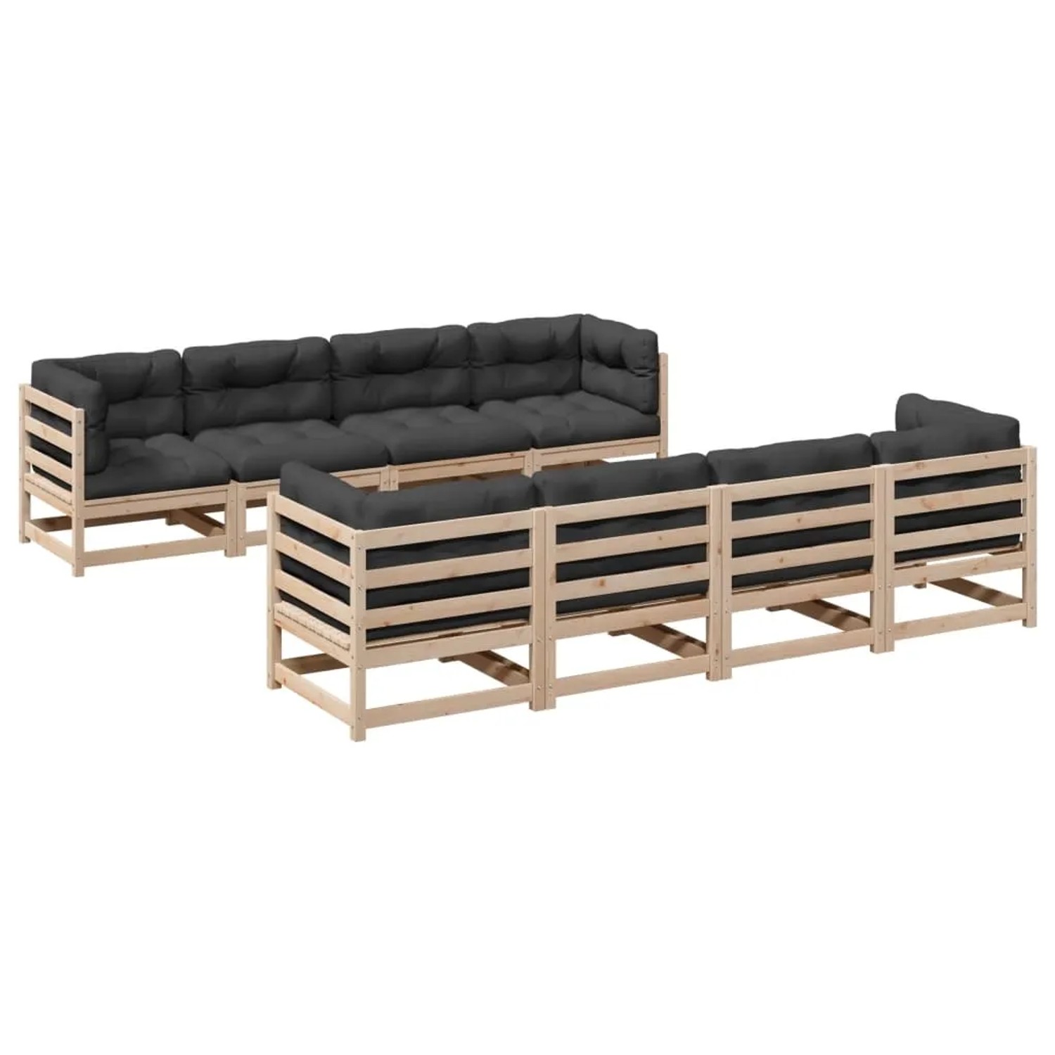 vidaXL 9-Tlg Garten-Sofagarnitur mit Kissen Massivholz Kiefer 3299358 günstig online kaufen