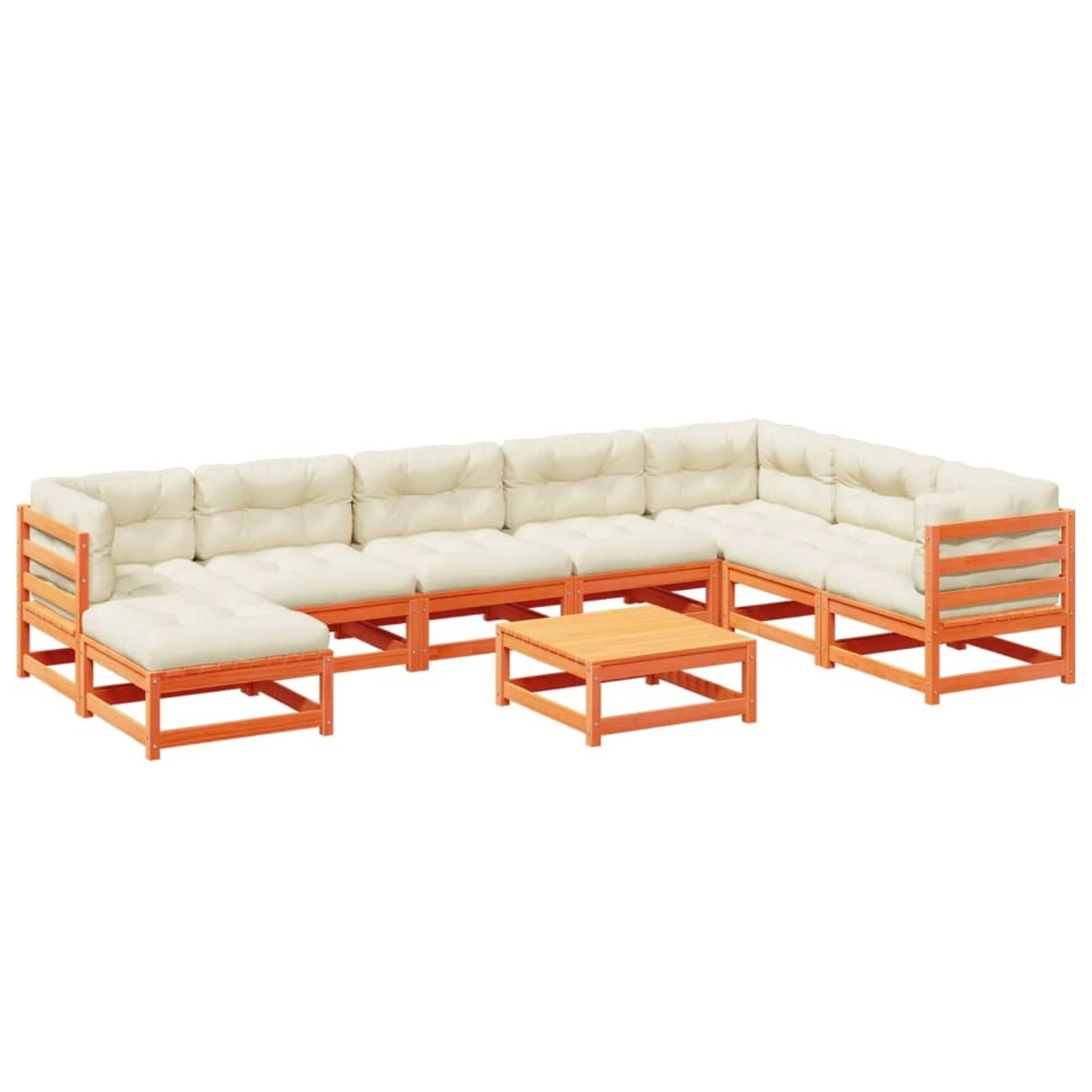 vidaXL 9-Tlg Garten-Sofagarnitur mit Kissen Wachsbraun Kiefernholz 3299586 günstig online kaufen