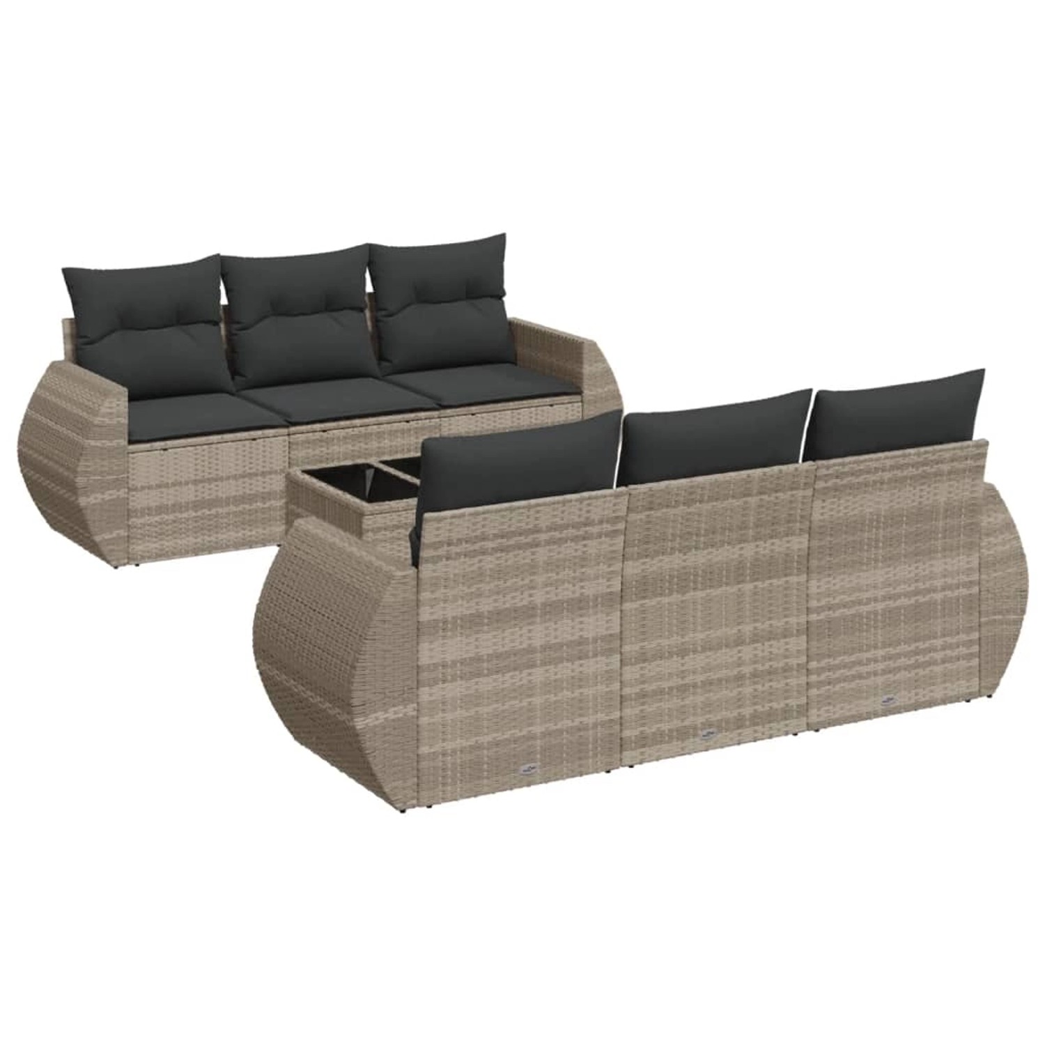 vidaXL 7-Tlg Garten-Sofagarnitur mit Kissen Hellgrau Poly Rattan 3221111 günstig online kaufen