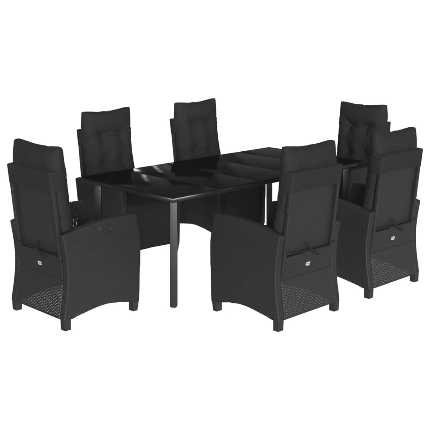 vidaXL 7-Tlg Garten-Essgruppe mit Kissen Schwarz Poly Rattan 3212972 günstig online kaufen