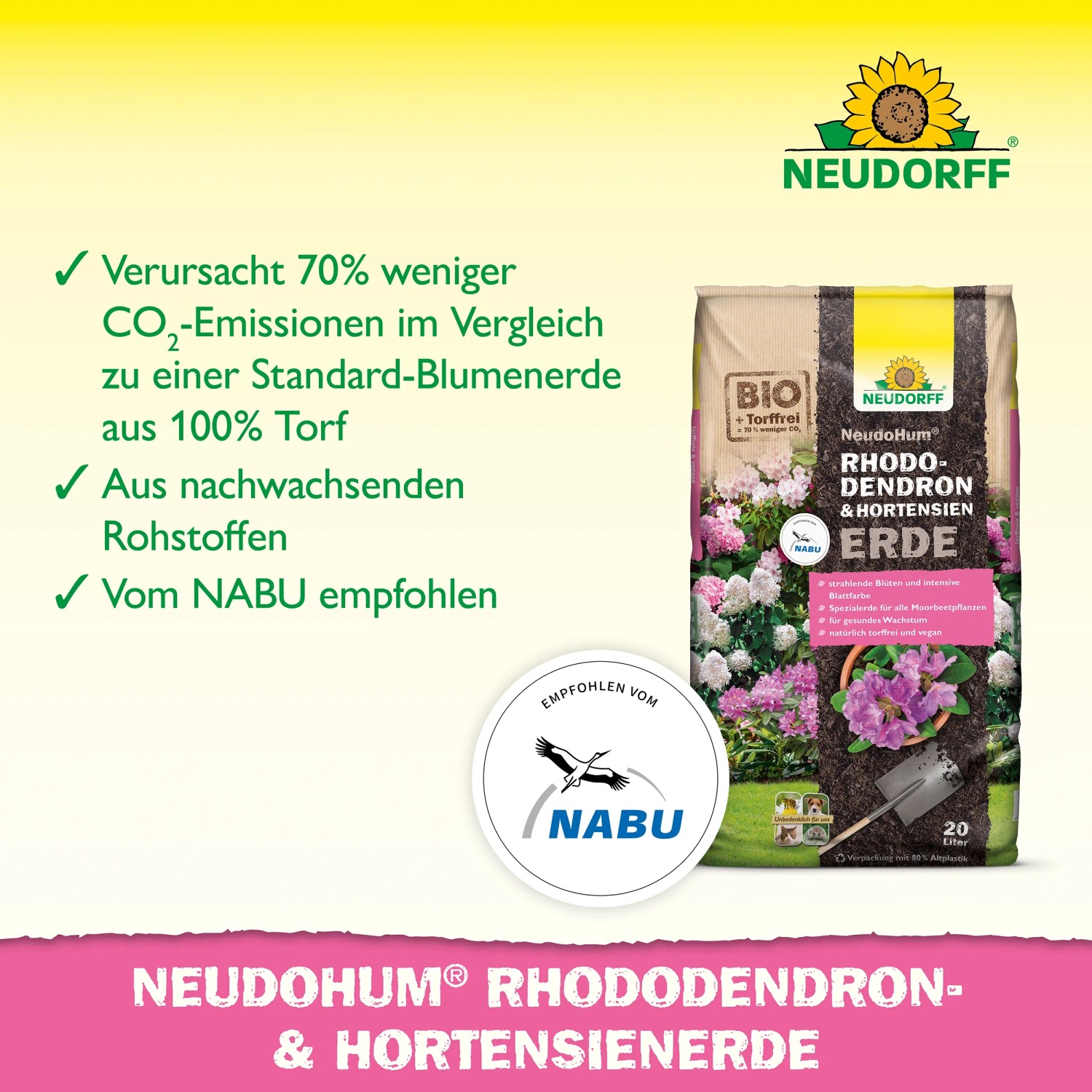 Sack Neudorff NeudoHum HortensienErde 20L, torffreie Erde für üppige Blütenpracht.
