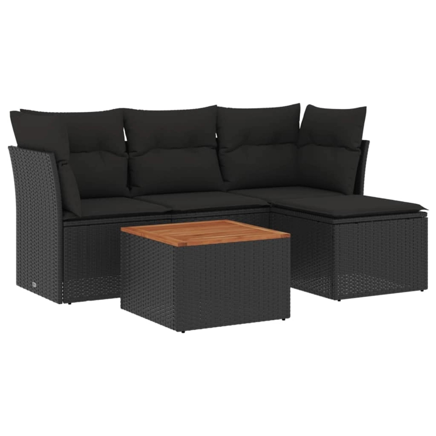 vidaXL 5-Tlg Garten-Sofagarnitur mit Kissen Schwarz Poly Rattan 3255936 günstig online kaufen