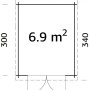 Grundriss Palmako Gartenhaus Ella, 240x300 cm, Fläche 6,9 m², teilverglaste Doppeltür.