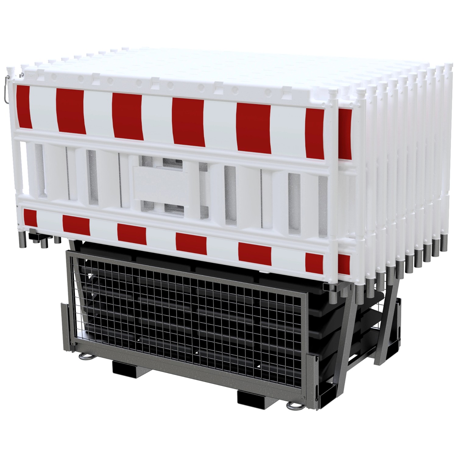 Schake Set-Absperrschranken Twinpalette Ohne Adapter RA2/B Weiß-Rot 20 Stück