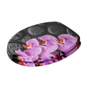Sanilo WC-Sitz Madeira mit Orchideen-Motiv, Toilettendeckel aus Holz.