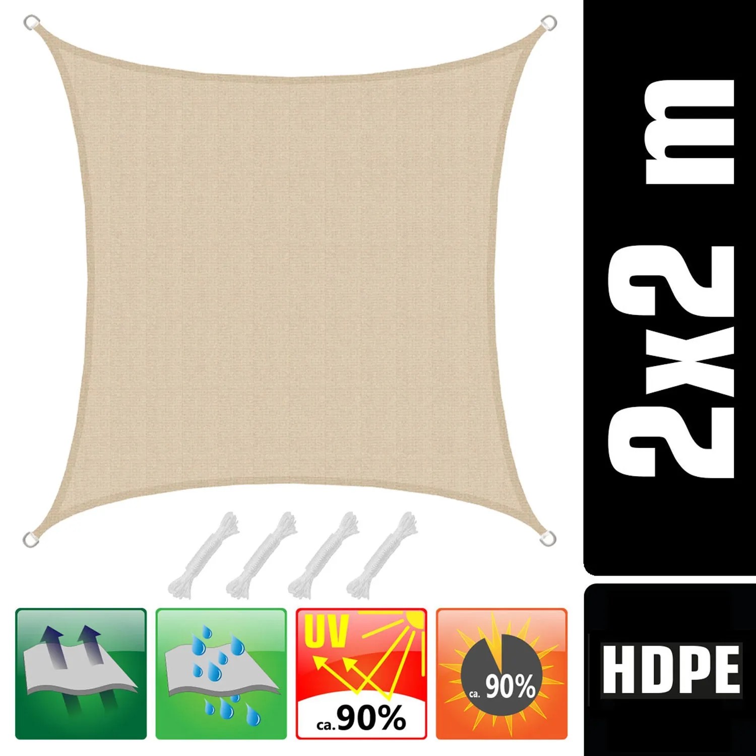 AMANKA UV Schutz Sonnensegel HDPE quadratisch Beige wetterfest 2 x 2 m  kaufen bei OBI