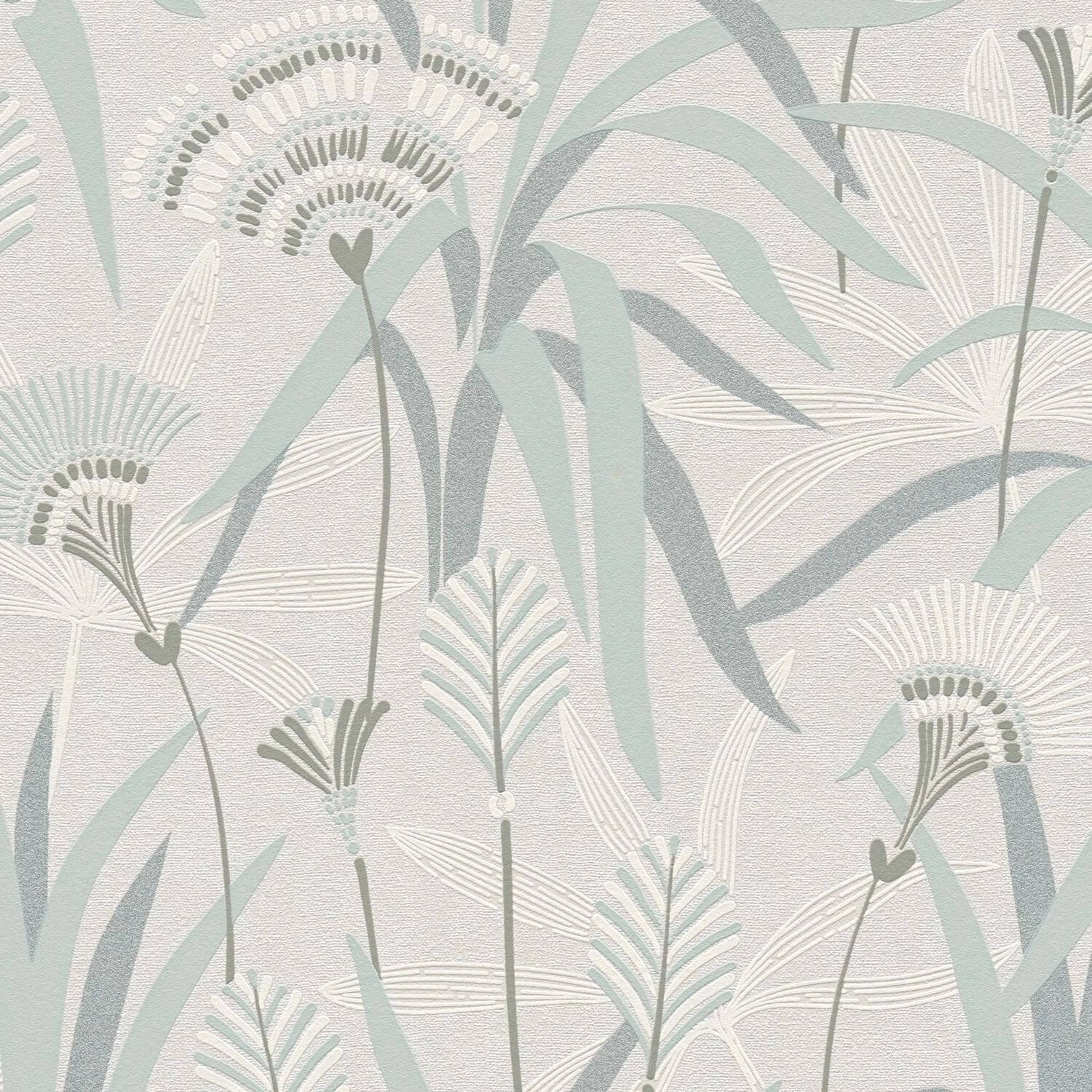 PROFHOME 399363-GU Blumen Tapete metallische Akzente Grau Blau Grün 0,53 m günstig online kaufen