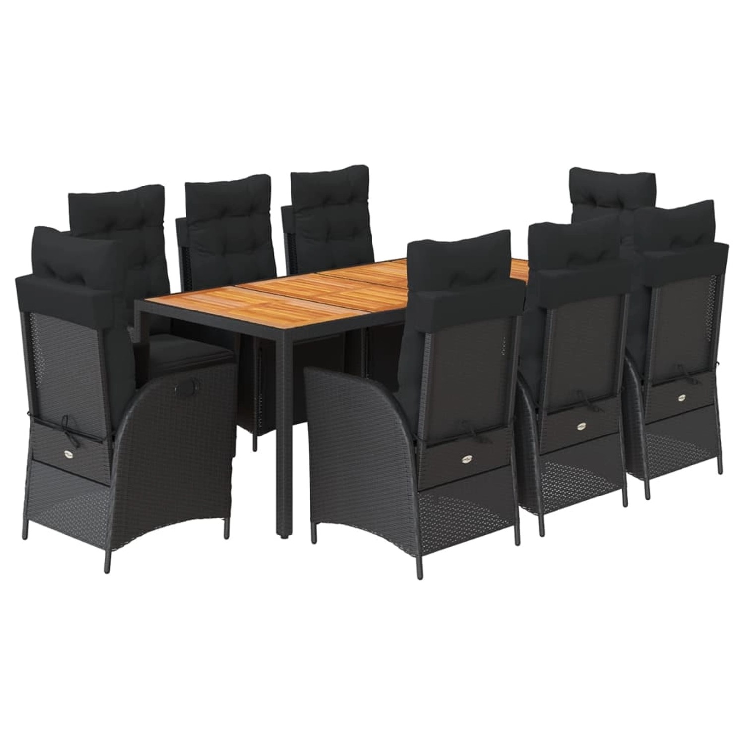 vidaXL 9-Tlg Garten-Essgruppe mit Kissen Schwarz Poly Rattan 3213343 günstig online kaufen