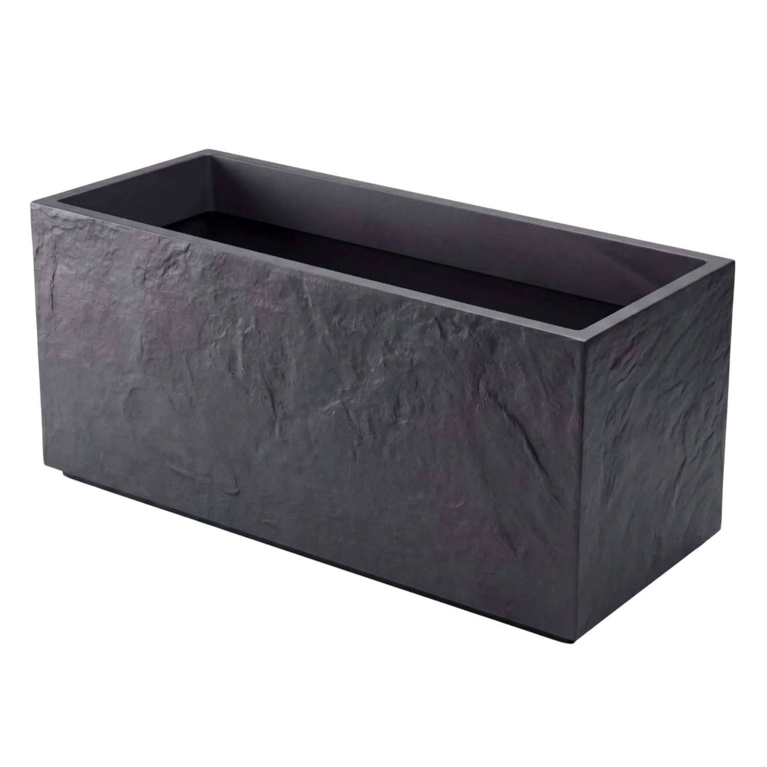 BigDean Pflanzkübel Groß Außen ca. 100cm Schiefer Optik Blumentopf mit Wasserspeicher Winterfest Doppelwandig Rechteckig