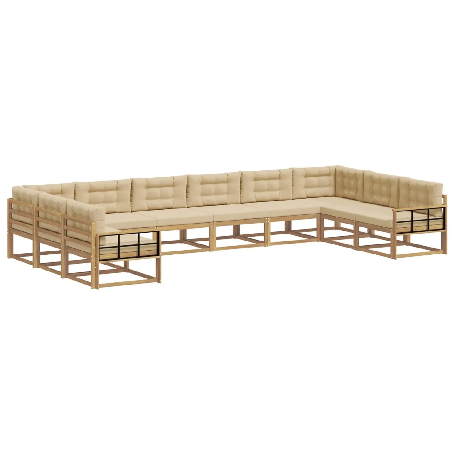 vidaXL Outdoor-Sofagarnitur mit Kissen 10-Tlg Weiß und Beige 3387117