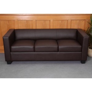 MCW 3er Sofa Lille in Coffee: Modernes 3-Sitzer Sofa mit Kunstlederbezug in Braun.