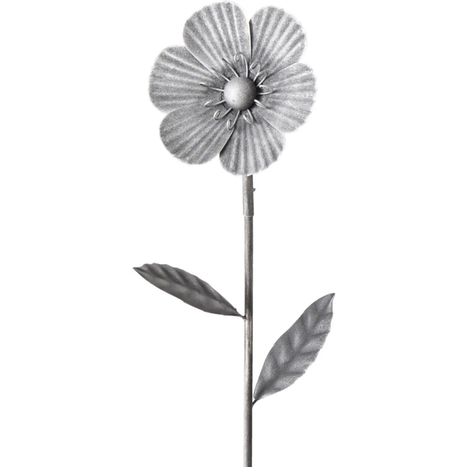 Silberner Boltze Gartenstab Garden Prato mit Blume und Blättern, Gartendekoration.