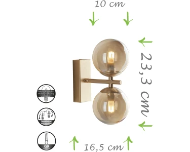 10 Messing kaufen Eco-Light 23,3 bei cm OBI x Neptun Wandleuchte cm 2-flammig