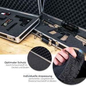 HMF 14404-02 Alu Koffer Rasterschaumstoff 96 x 36 x 12 cm Schwarz