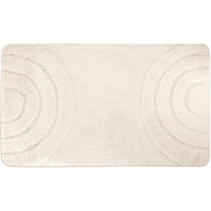 Beiger Badteppich Bow von Kleine Wolke mit grafischem Design und weicher Oberfläche.