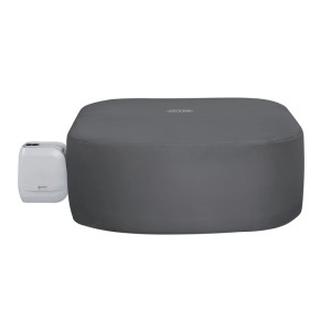 Dunkelgraue eckige LAY Z SPA Thermo Abdeckung für Whirlpool, mit Pumpe. Pool Abdeckung für Wärmedämmung.