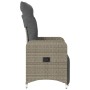 Verstellbarer, grauer vidaXL Gartensessel aus Stahl und Poly Rattan mit Kissen.