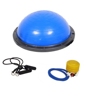 Blauer TRUTZHOLM Balancetrainer (Durchmesser 60cm) mit Handseilen und Luftpumpe für Yoga & Gymnastik.
