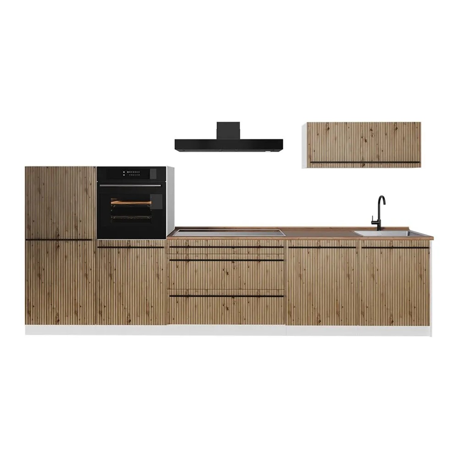 Vicco Küchenzeile R-Line Artisan-Eiche/Weiß 340 x 143 Arbeitsplatte Goldkraft Eiche Art Nr 67310