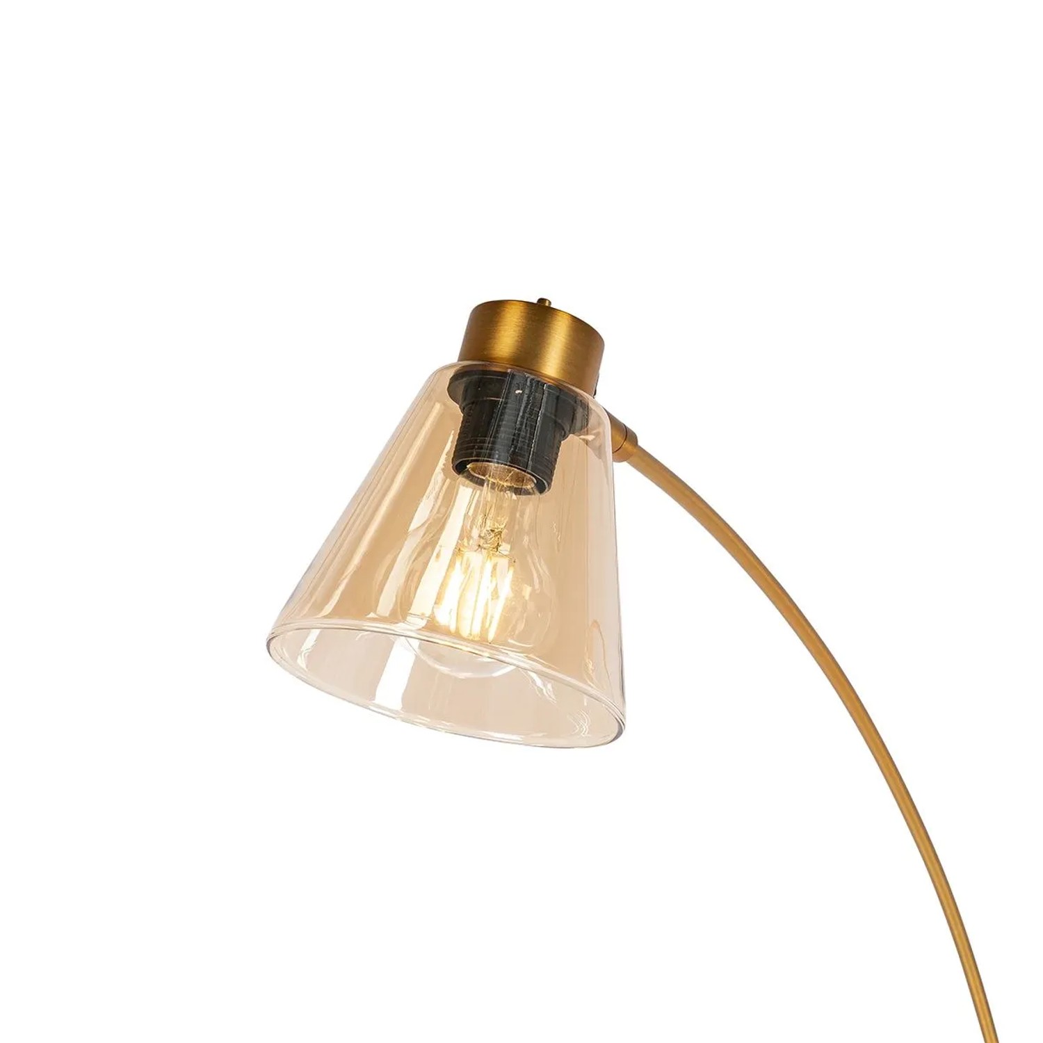 Detailaufnahme: QAZQA Bogenlampe Nina, Bronze, Marmor, Braunglas, 3 Lichter.