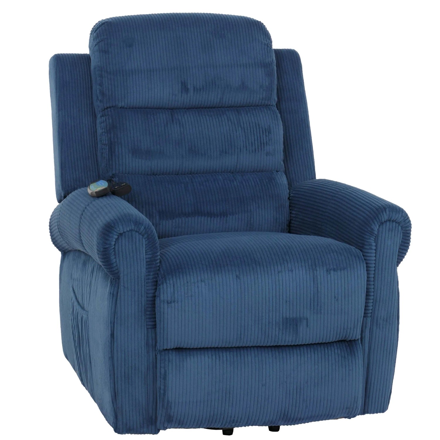 MCW Fernsehsessel K63 Liegefunktion Aufstehhilfe Massage Stoff Cord Blau