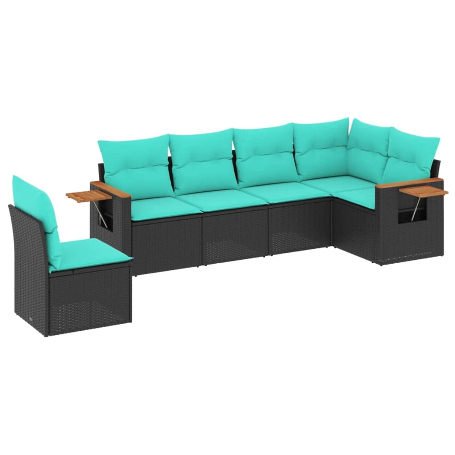 vidaXL 6-Tlg Garten-Sofagarnitur mit Kissen Schwarz Poly Rattan 3226855