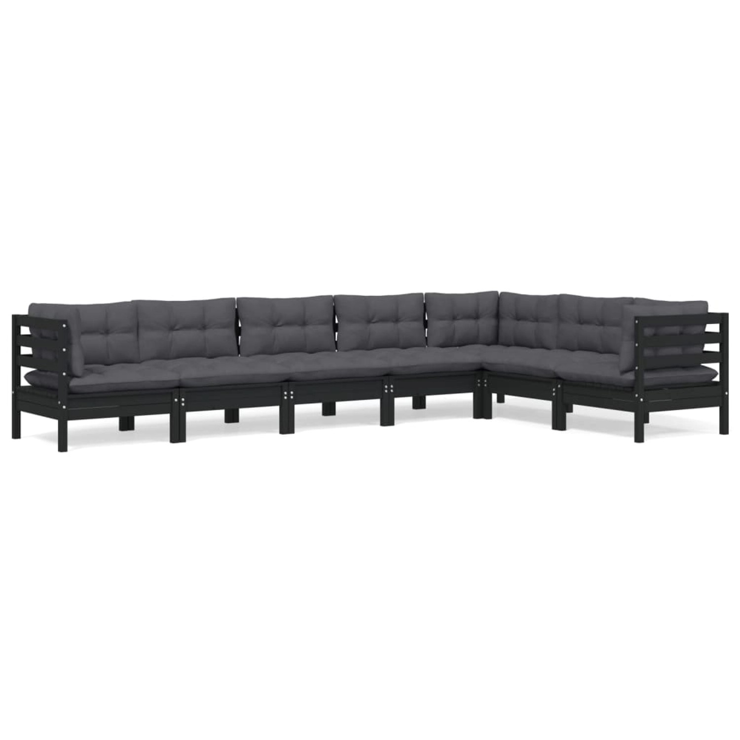 vidaXL 7-tlg Garten-Lounge-Set mit Kissen Schwarz Kiefer Massivholz Modell günstig online kaufen