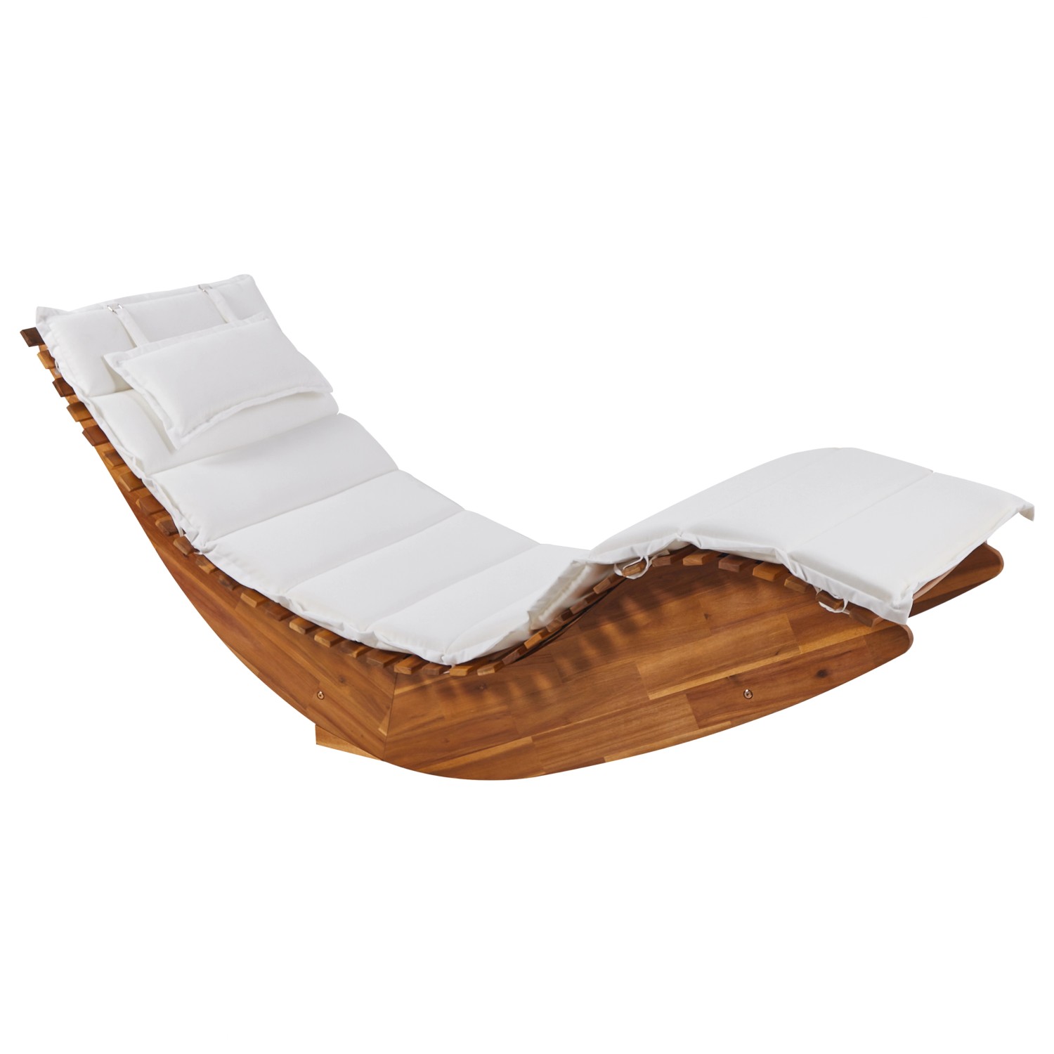 Beliani Gartenliege Heller Holzfarbton Weiss 176x60x90 günstig online kaufen