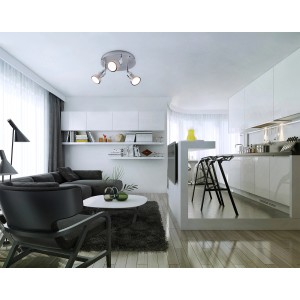 Näve LED-Spot Motril, 3er Rondell aus Chrom-Metall, Deckenleuchte im Wohnraum.