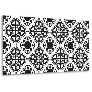 Selbstklebendes Wandpaneel 100x50cm mit floralem Muster in Schwarz-Weiß für die Wandverkleidung.