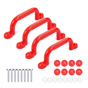 Relaxdays Klettergriffe 4er Pack Kunststoff Rot Rutschfest 24 cm x 3 cm x 7 cm 90 g